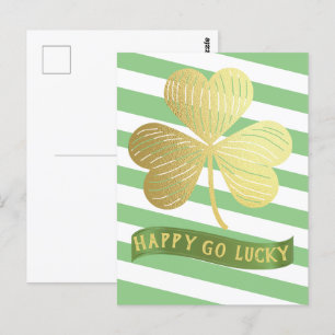 Happy Go Lucky Gold Kleeblatt St Patrick's Day Postkarte