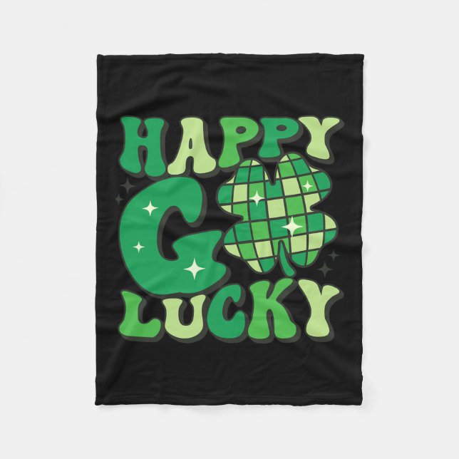 Happy Go Lucky Kleeblatt St Patricks Day Frauen Mä Fleecedecke (Vorderseite)