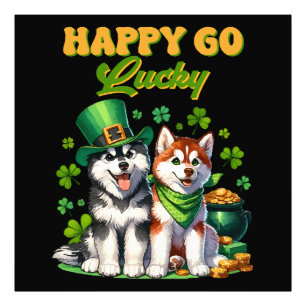 Happy Go Lucky Niedlich Husky St Patricks Day Fotodruck