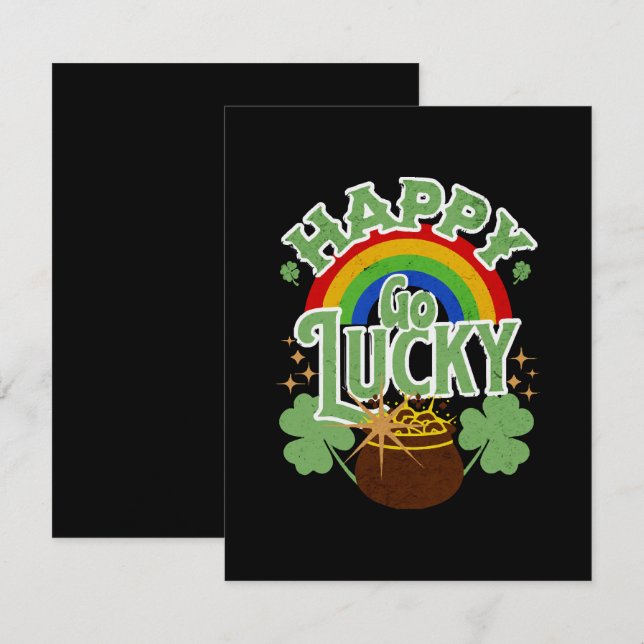 Happy Go Lucky RSVP Karte (Vorne/Hinten)