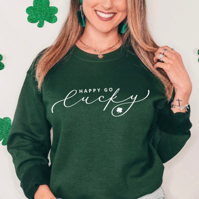 Happy Go Lucky St. Patrick's Day Niedliches White  Sweatshirt (Von Creator hochgeladen)