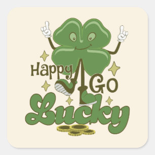 Happy Go Lucky St. Patrick's Day Quadratischer Aufkleber