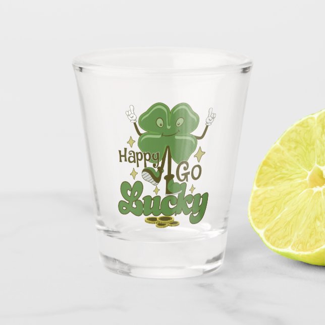 Happy Go Lucky St. Patricks Schnapsglas (Vorderseite)