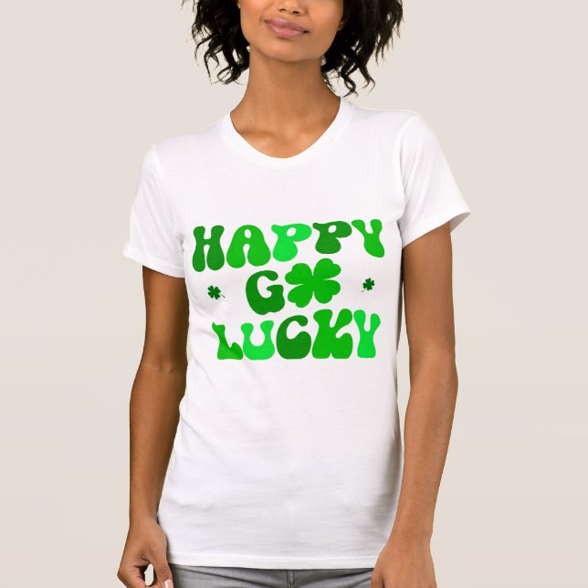 HAPPY GO LUCKY Women's Tshirt Kleeblatts (Vorderseite)