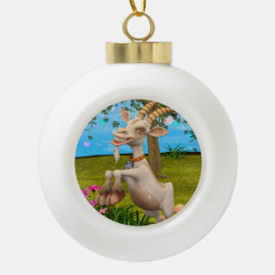 Happy Goat Keramik Kugel-Ornament