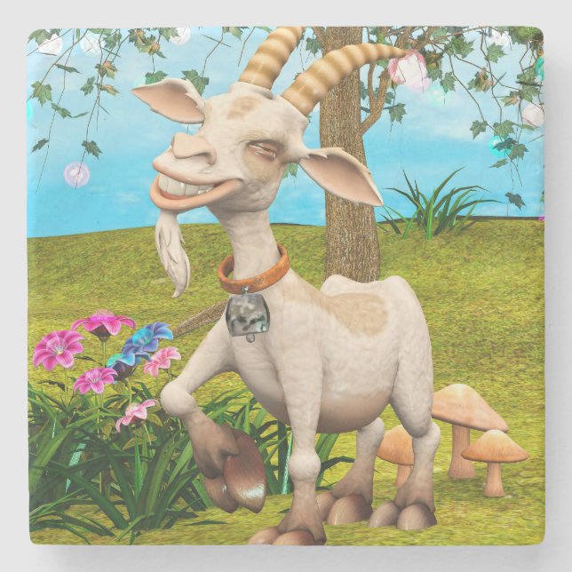 Happy Goat Steinuntersetzer (Vorderseite)