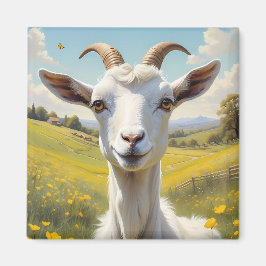 Happy Goat Vibrant Buttercup Wiese Magnet