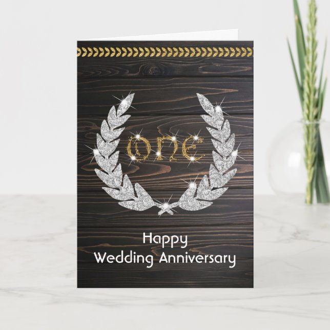 Happy Gold 1. Hochzeitstag Karte (Vorderseite)