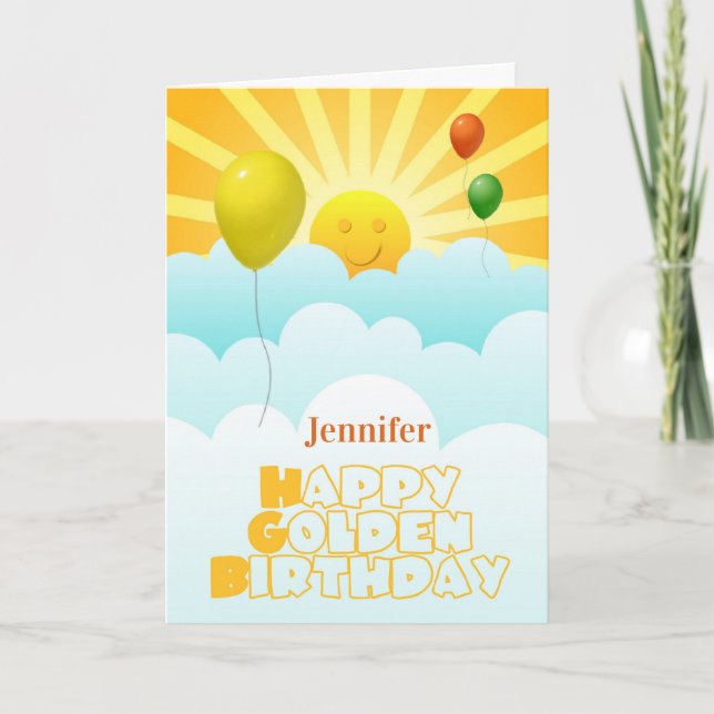 Happy Golden Birthday Karte (Vorderseite)