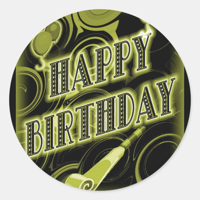 Happy Golden Birthday Runder Aufkleber (Vorderseite)