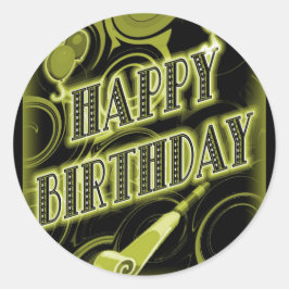 Happy Golden Birthday Runder Aufkleber
