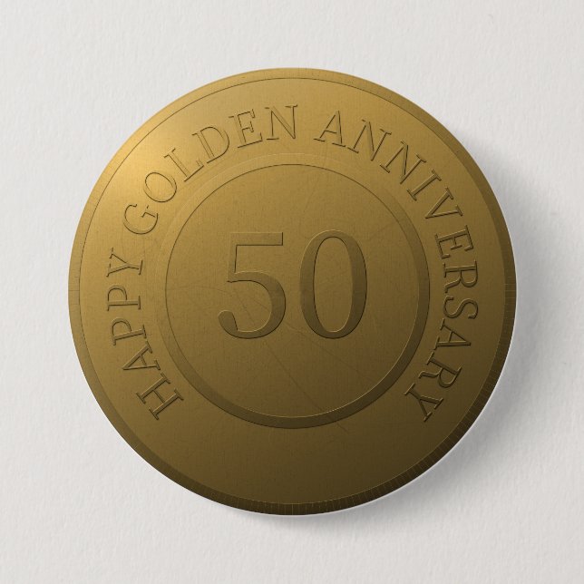 Happy Golden Hochzeitstag Button (Vorderseite)