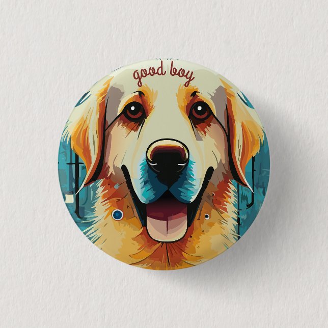 Happy Golden Retriever Button (Vorderseite)
