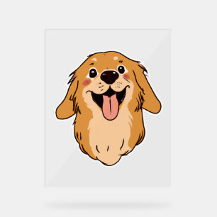 Happy Golden Retriever Dog Lover Puppy Retro Acrylschild