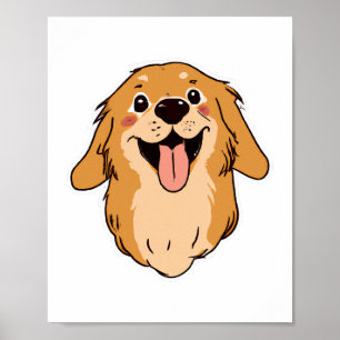 Happy Golden Retriever Dog Lover Puppy Retro Poster