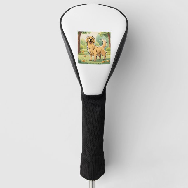 Happy Golden Retriever Golf Headcover (Vorderseite)