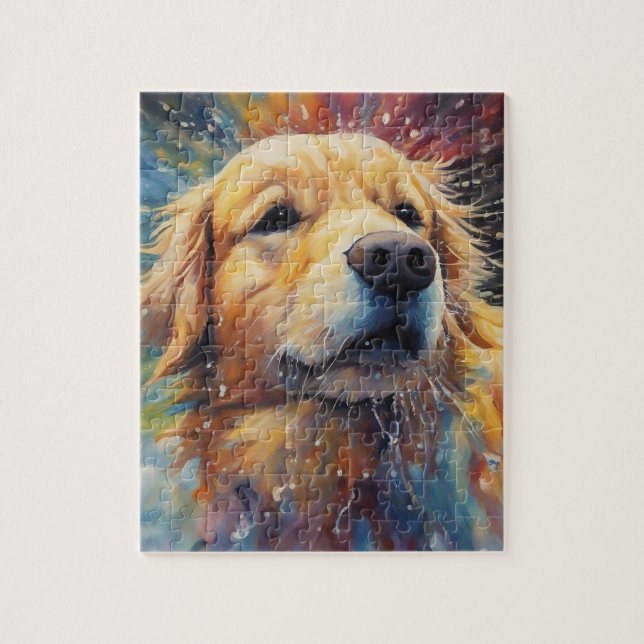 Happy Golden Retriever im Wasser (Vertikal)