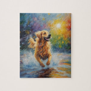 Happy Golden Retriever im Wasser