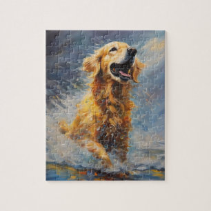 Happy Golden Retriever im Wasser