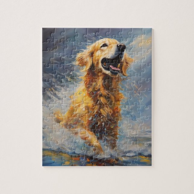 Happy Golden Retriever im Wasser (Vertikal)