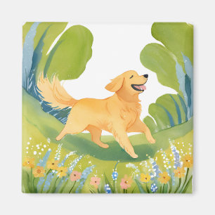 Happy Golden Retriever Lichtfarbenkarte Magnet