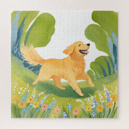 Happy Golden Retriever | Light Watercolor Painting