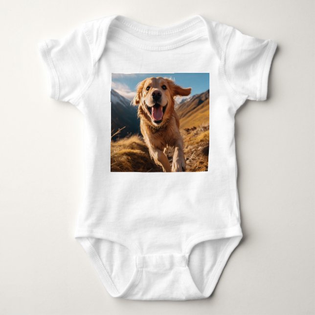Happy Golden Retriever Running Baby Strampler (Vorderseite)
