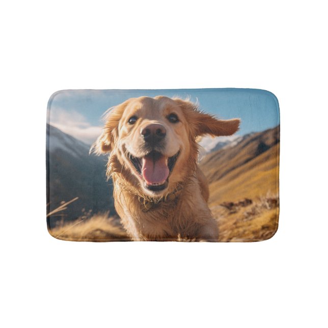 Happy Golden Retriever Running Badematte (Vorderseite)