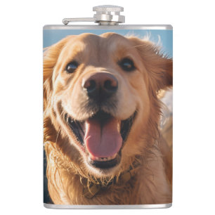 Happy Golden Retriever Running Flachmann