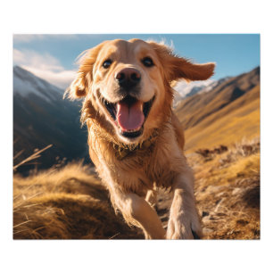Happy Golden Retriever Running Fotodruck