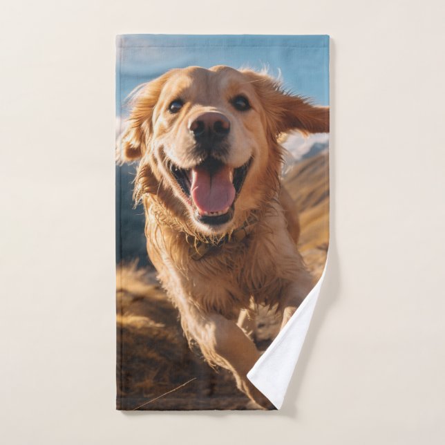 Happy Golden Retriever Running Handtuch (Handtuch)