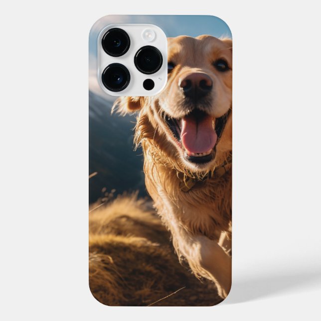 Happy Golden Retriever Running iPhone 14 Pro Max Hülle (Rückseite)