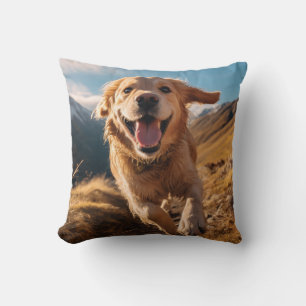 Happy Golden Retriever Running Kissen