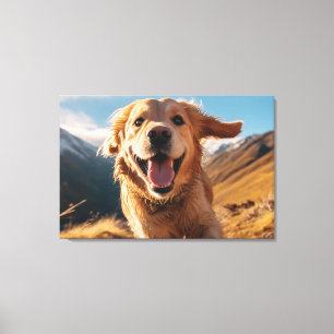 Happy Golden Retriever Running Leinwanddruck