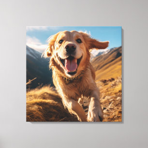 Happy Golden Retriever Running Leinwanddruck