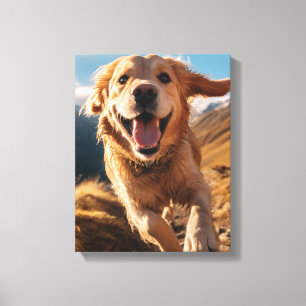 Happy Golden Retriever Running Leinwanddruck