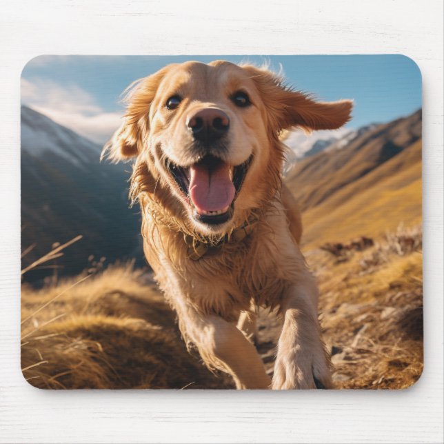 Happy Golden Retriever Running Mousepad (Vorne)