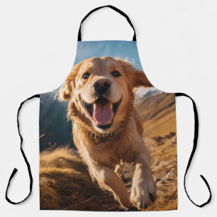 Happy Golden Retriever Running Schürze