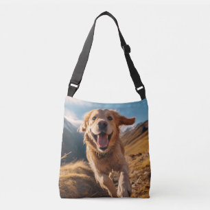 Happy Golden Retriever Running Tragetaschen Mit Langen Trägern
