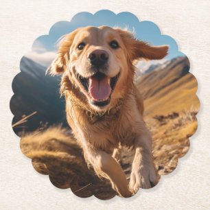 Happy Golden Retriever Running Untersetzer
