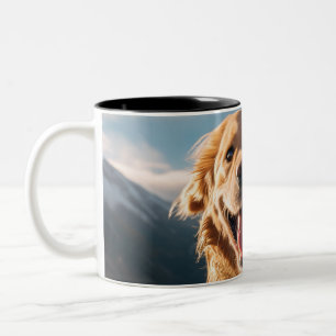 Happy Golden Retriever Running Zweifarbige Tasse