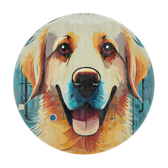Happy Golden Retriever Schneidebrett (Vorderseite)