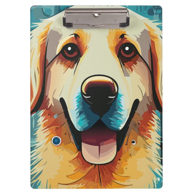 Happy Golden Retriever Vater Klemmbrett (Vorderseite)