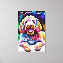 Happy Goldendoodle farbenfrohe Joyful Doodle Hund