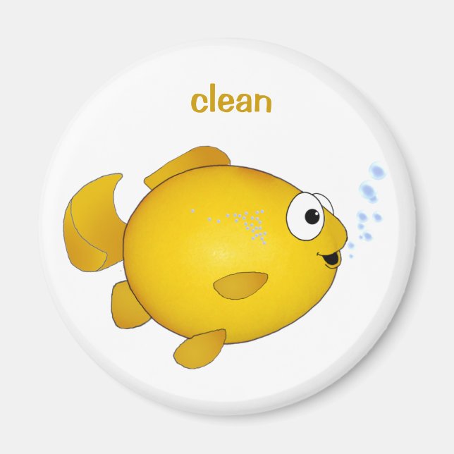 Happy Goldfish, "sauberer" Spülmaschinenmagnet Magnet (Vorne)