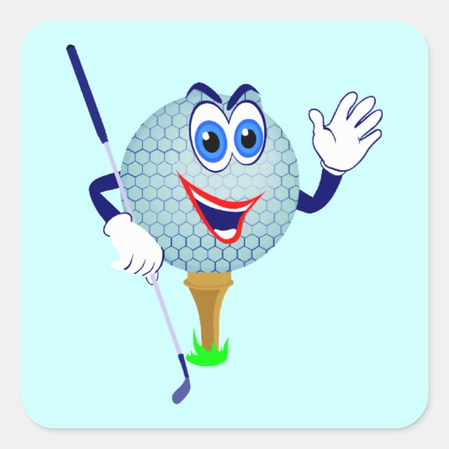 Happy Golf Ball T - Shirt und Geschenke Quadratischer Aufkleber (Vorderseite)