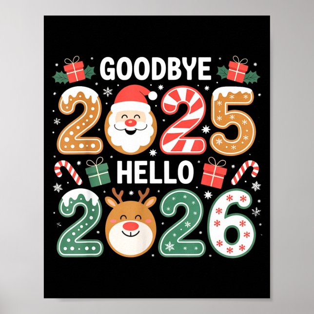 Happy Goodbye 2025 Hello 2026 Festive New Year Loo Poster (Vorne)