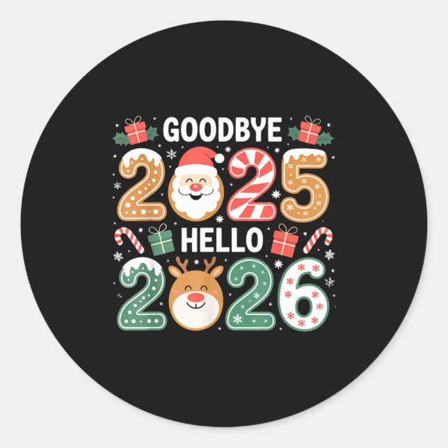 Happy Goodbye 2025 Hello 2026 Festive New Year Loo Runder Aufkleber (Vorderseite)