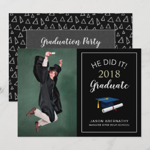 Happy Grad tendance Photo Party Faire-part