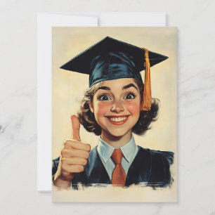 Happy Graduate, der ein Thumbs Up gibt Einladung